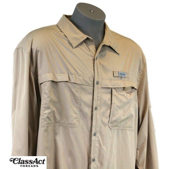 Field & Stream Vented Short Sleeve UPF 50 Beige Shirt Hiking Fishing Outdoor XXL - Picture 2 of 5